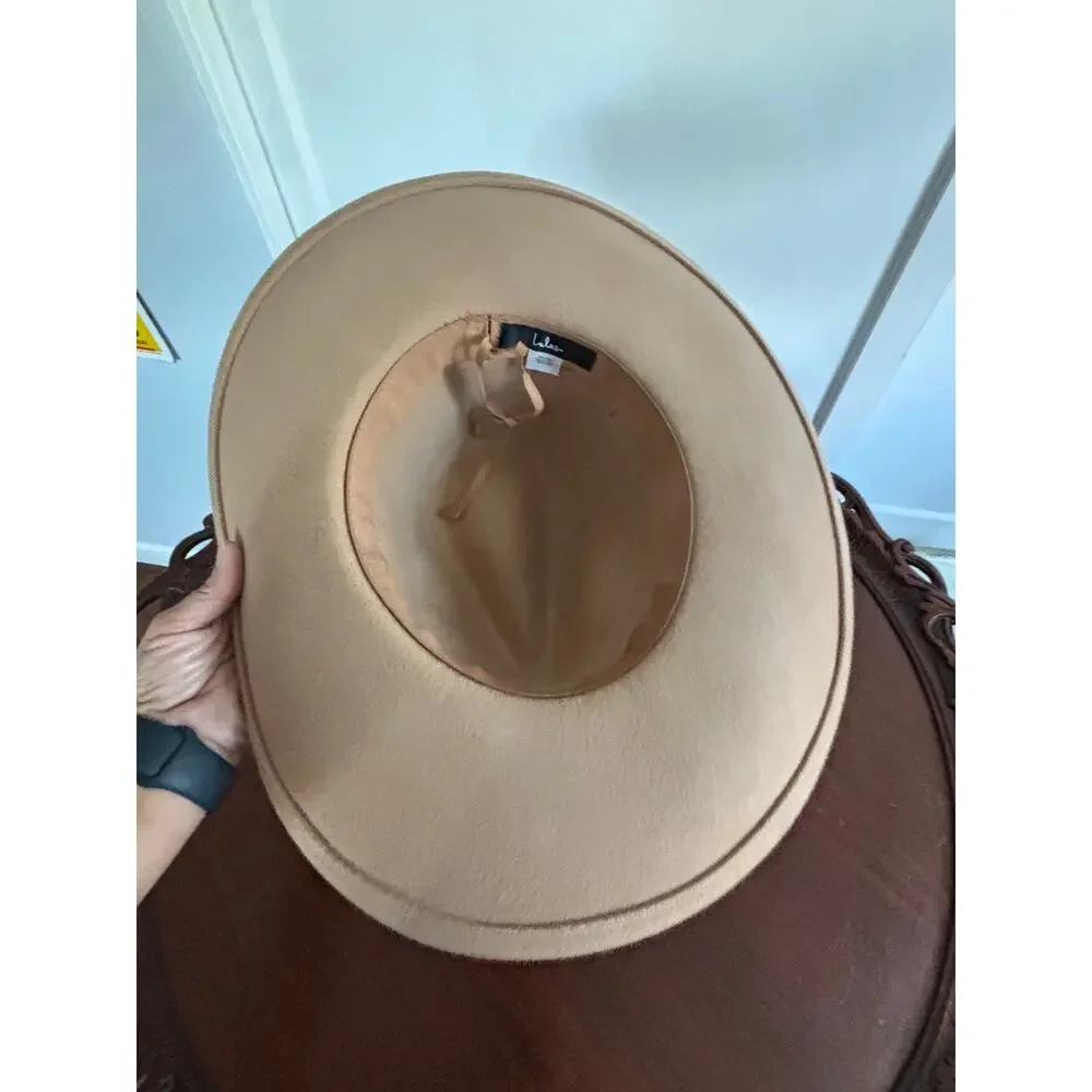 Lulu's Fedora Felt Hat with Faux leather belt Size S/M